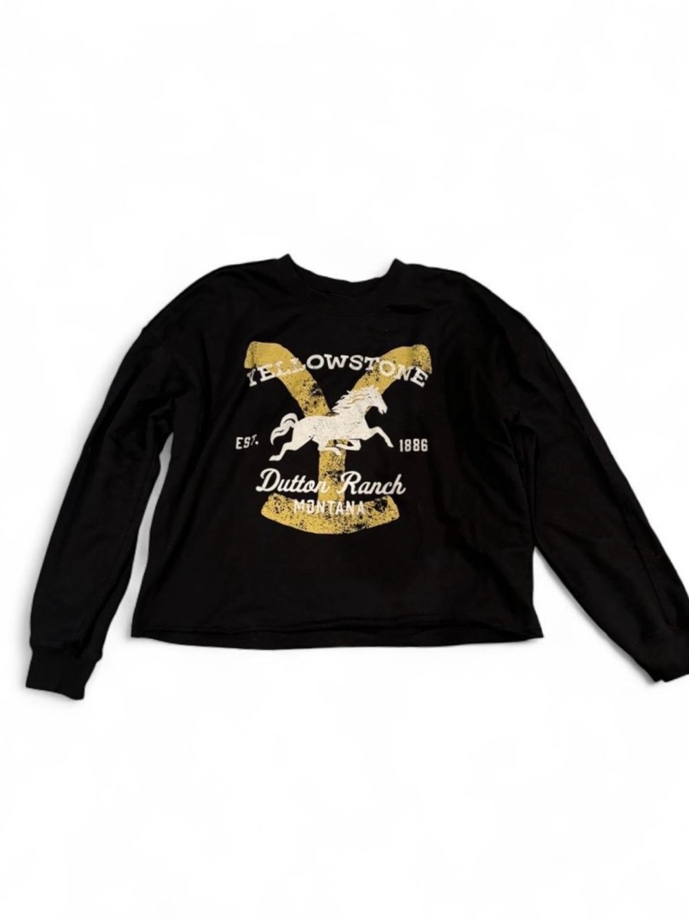 Yellowstone Dutton Ranch Black Graphic Long-Sleeve Shirt Size Medium